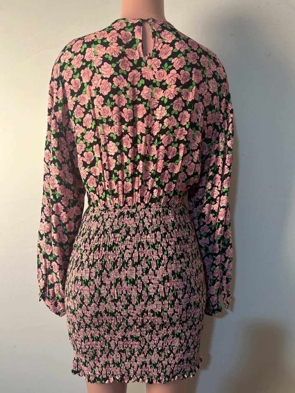 Zara Women’s Long Sleeve Floral Smocked Mini Dress Size Large - Picture 7 of 11